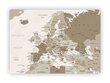 Korķa materiāla attēls - Eiropas karte. Brūna [Korķa materiāla karte], 100x50 cm. cena un informācija | Gleznas | 220.lv