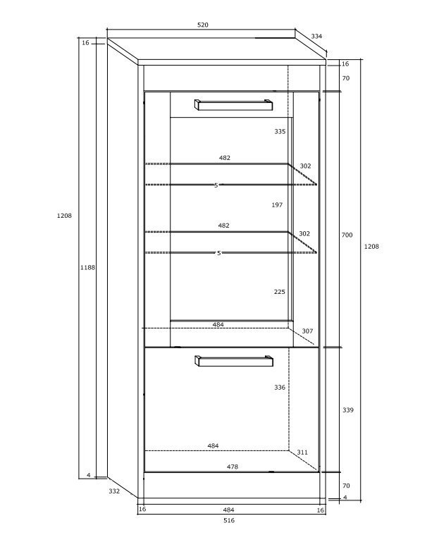 Vitrīna Meblocross Maximus N1DW, ozolkoka krāsā цена и информация | Vitrīnas, bufetes | 220.lv