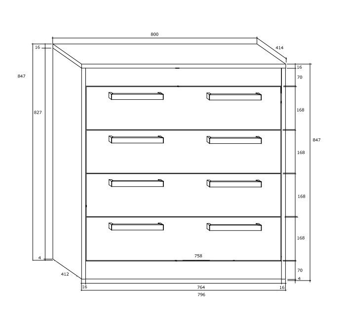 Kumode Meblocross Maximus 4S, ozola / baltā krāsā цена и информация | Kumodes | 220.lv