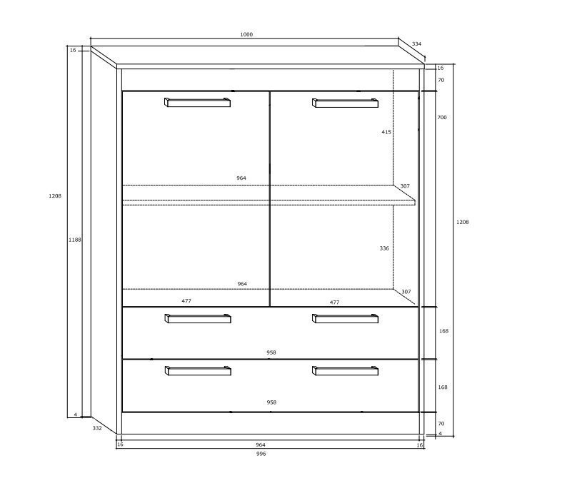 Kumode Meblocross Maximus N2D2S, ozolkoka/baltā krāsā цена и информация | Kumodes | 220.lv