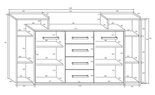 Kumode Meblocross Rio 2D4S, baltā/tumša ozolkoka krāsā цена и информация | Комоды | 220.lv