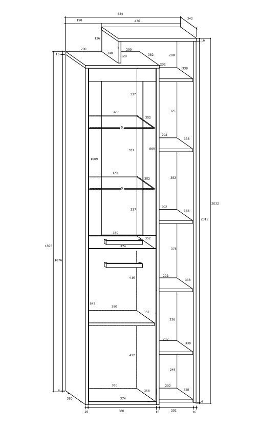 Vitrīna Meblocross Rio P1D, ozola/baltas krāsas цена и информация | Vitrīnas, bufetes | 220.lv