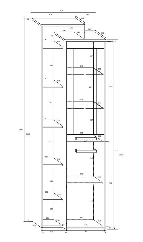 Vitrīna Meblocross Rio L1D, ozola/baltas krāsas цена и информация | Vitrīnas, bufetes | 220.lv