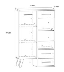 Витрина Meblocross Nordis 1D2SW, дуб/белый цвет цена и информация | Витрины, серванты | 220.lv