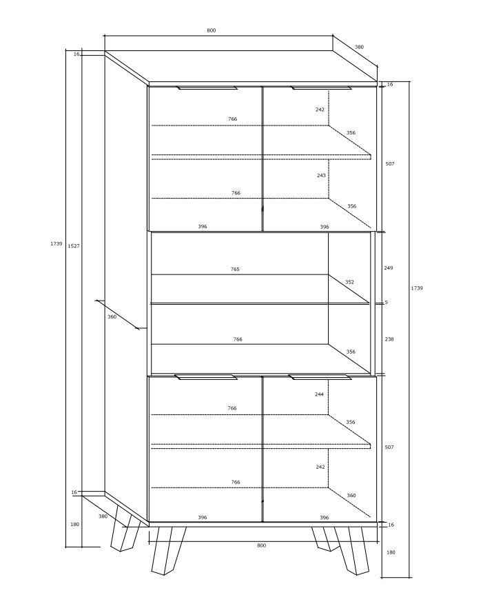 Plaukts Meblocross Sven 4D, tumšā ozolkoka/baltā krāsā цена и информация | Plaukti | 220.lv