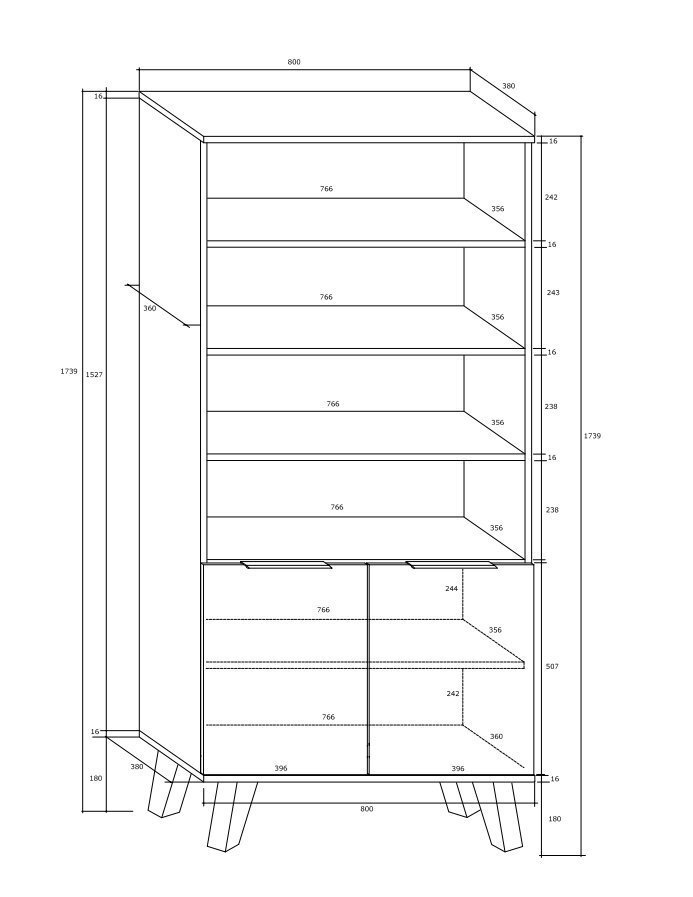 Plaukts Meblocross Sven 2D, tumšā ozolkoka/baltā krāsā цена и информация | Plaukti | 220.lv