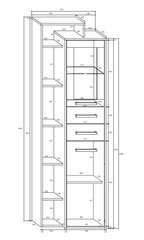 Vitrīna Meblocross Rio L1D2S, tumša ozola/baltas krāsas цена и информация | Витрины, серванты | 220.lv