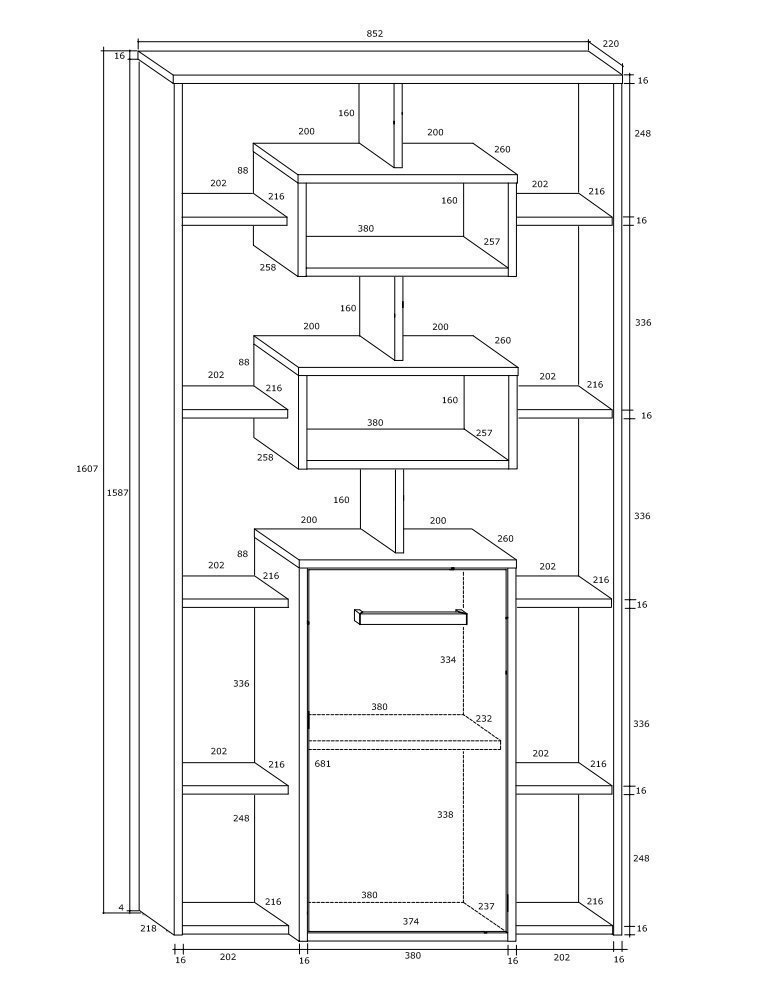 Plaukts Meblocross Rio 1D, tumša ozola/baltā krāsā цена и информация | Plaukti | 220.lv