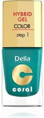 Gela nagu laka Delia Cosmetics Coral Hybrid Step1 11 ml, 10 Metal Green цена и информация | Лаки для ногтей, укрепители | 220.lv