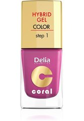 Gela nagu laka Delia Cosmetics Coral Hybrid Step1 11 ml, 21 Fuchsia цена и информация | Лаки для ногтей, укрепители | 220.lv