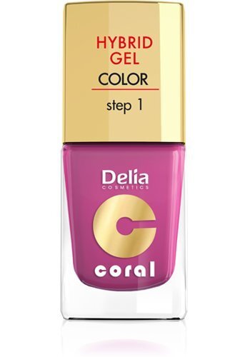 Gela nagu laka Delia Cosmetics Coral Hybrid Step1 11 ml, 21 Fuchsia цена и информация | Nagu lakas, stiprinātāji | 220.lv