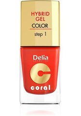 Gela nagu laka Delia Cosmetics Coral Hybrid Step1 11 ml, 14 Orange Red cena un informācija | Nagu lakas, stiprinātāji | 220.lv