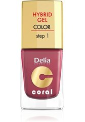 Gela nagu laka Delia Cosmetics Coral Hybrid Step1 11 ml, 18 Marsala cena un informācija | Nagu lakas, stiprinātāji | 220.lv