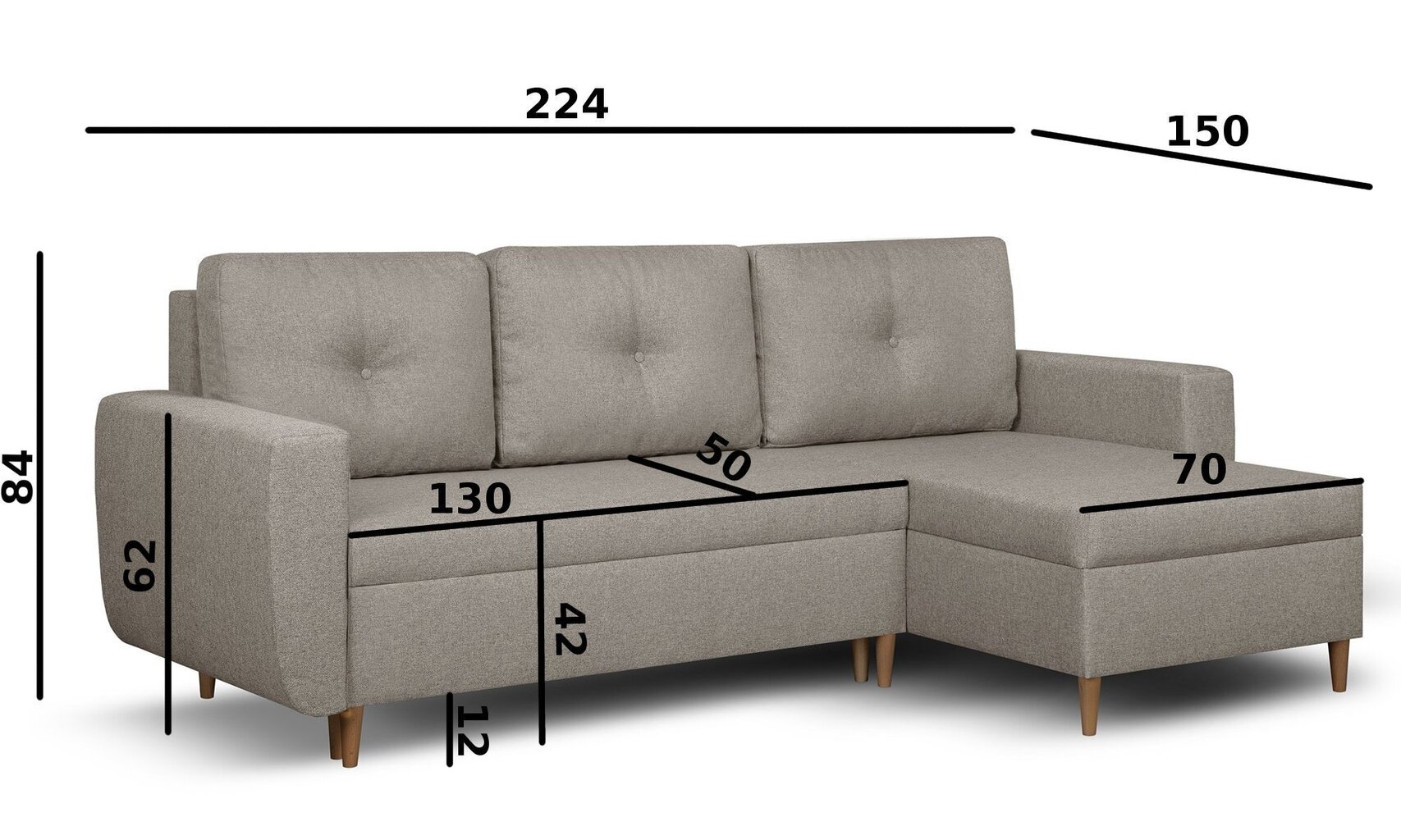 Universāls stūra dīvāns Bellezza Doro, smilšu krāsas цена и информация | Stūra dīvāni | 220.lv