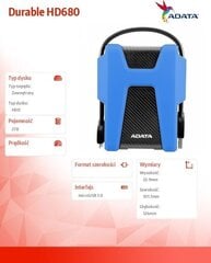 Внешний диск AData AHD680-2TU31-CBL цена и информация | Жёсткие диски | 220.lv