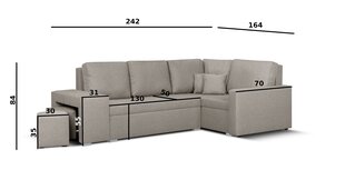 Stūra dīvāns ar pufu Bellezza Milo2, pelēks cena un informācija | Stūra dīvāni | 220.lv