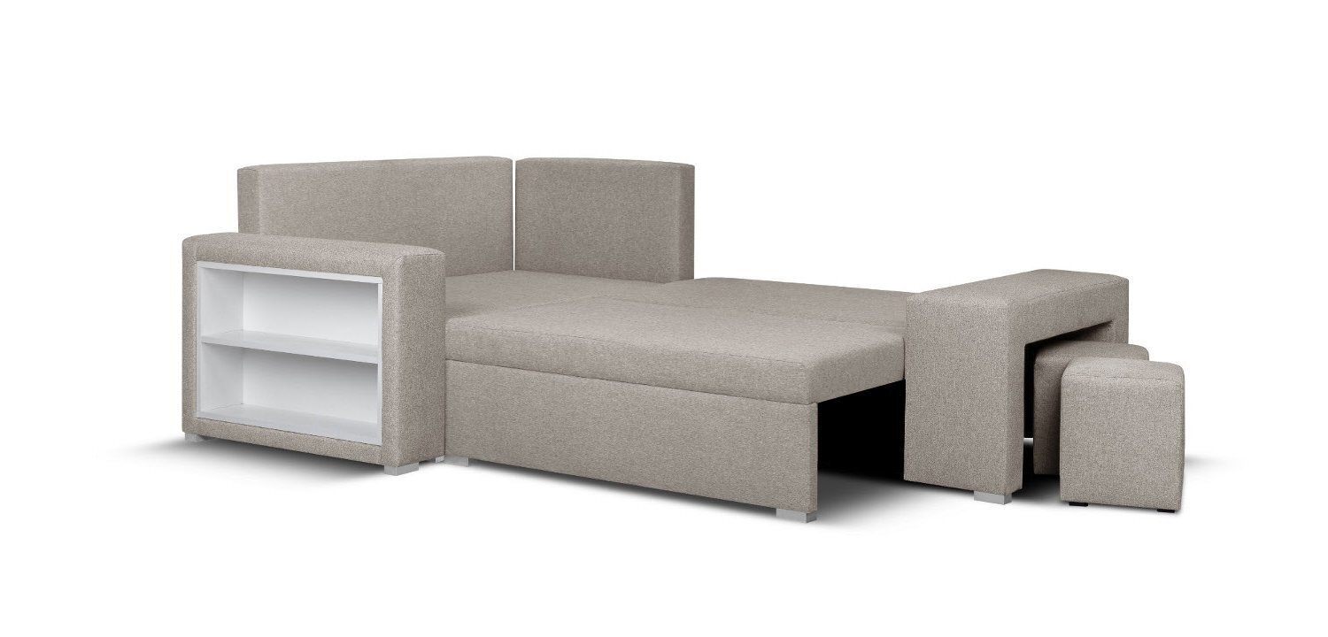 Mīksts stūra dīvāns ar pufiem Bellezza Milo3, tumši brūns cena un informācija | Stūra dīvāni | 220.lv