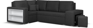 Mīksts stūra dīvāns ar pufiem Bellezza Milo3, melns цена и информация | Угловые диваны | 220.lv