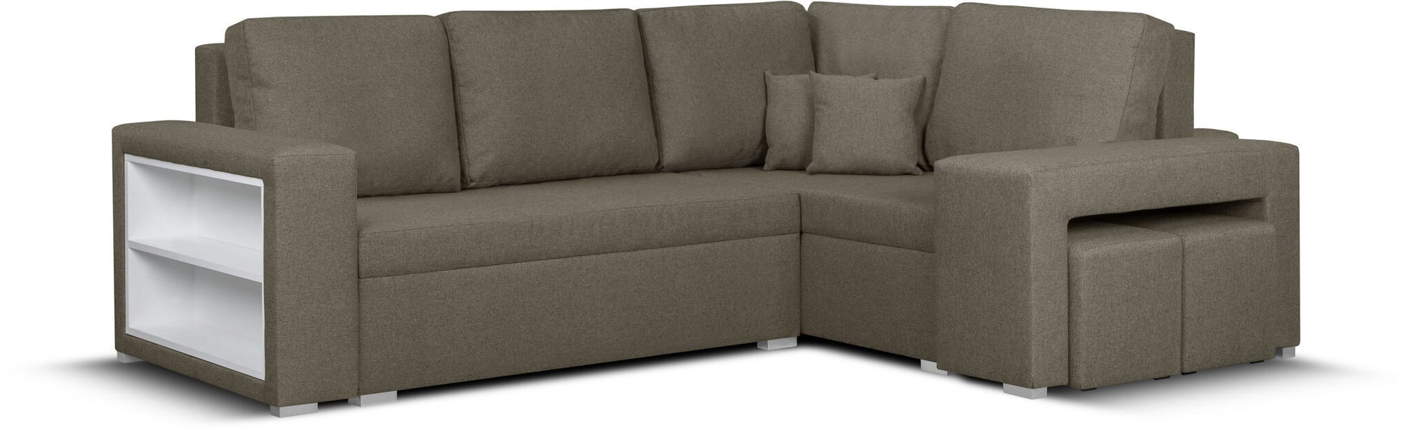 Mīksts stūra dīvāns ar pufiem Bellezza Milo5, brūns cena un informācija | Stūra dīvāni | 220.lv