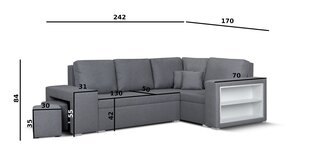 Mīkstais stūra dīvāns ar pufiem Bellezza Milo3, gaiši rozā cena un informācija | Stūra dīvāni | 220.lv