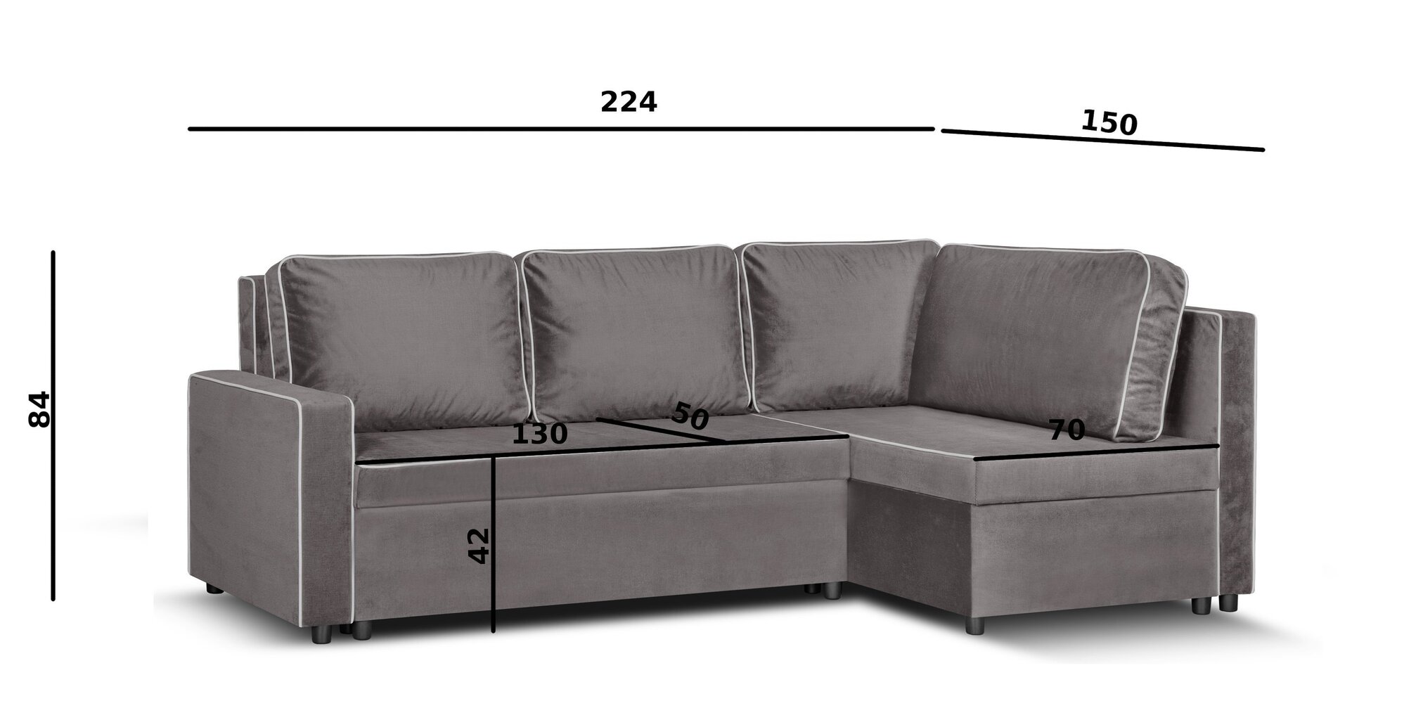 Mīksts stūra dīvāns Bellezza Midi, gaiši pelēks cena un informācija | Stūra dīvāni | 220.lv