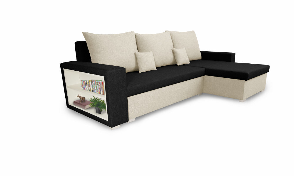 Universāls mīkstais stūra dīvāns Bellezza Sam, melns/krēmkrāsas цена и информация | Stūra dīvāni | 220.lv