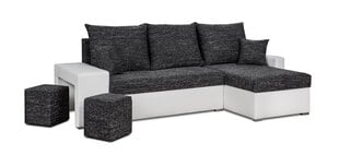Universāls stūra dīvāns ar pufu Bellezza Hubert, tumši pelēks/balts cena un informācija | Stūra dīvāni | 220.lv