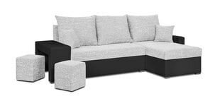 Universāls stūra dīvāns ar pufu Bellezza Hubert, gaiši pelēks/melns cena un informācija | Stūra dīvāni | 220.lv
