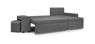 Universāls mīkstais stūra dīvāns ar pufu Bellezza Petra, melns/krēmkrāsas cena un informācija | Stūra dīvāni | 220.lv