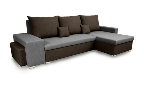 Universāls stūra dīvāns ar pufu Bellezza Petra, gaiši pelēks/brūns cena un informācija | Stūra dīvāni | 220.lv