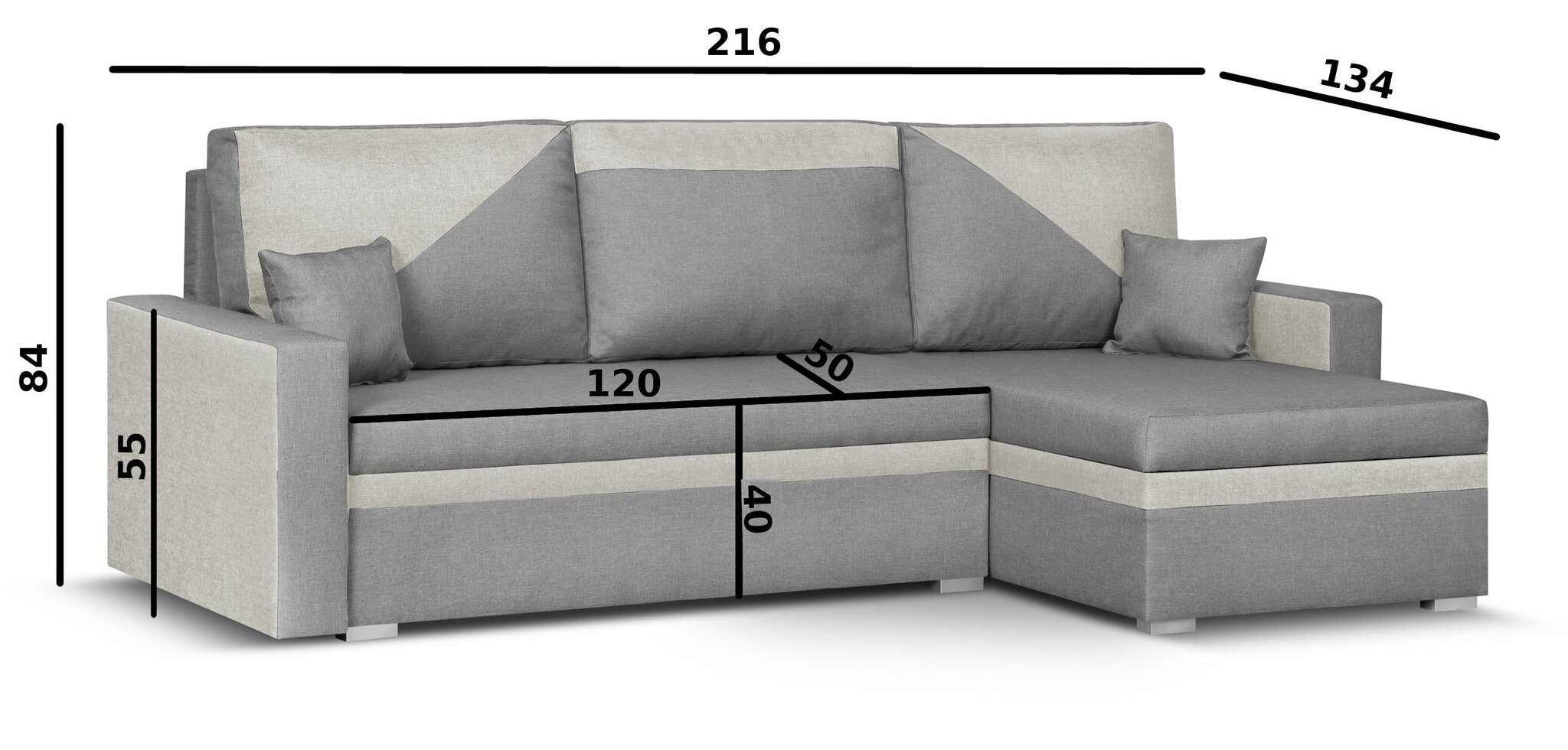 Universāls mīkstais stūra dīvāns Bellezza Asto1, gaiši zils/gaiši pelēks cena un informācija | Stūra dīvāni | 220.lv