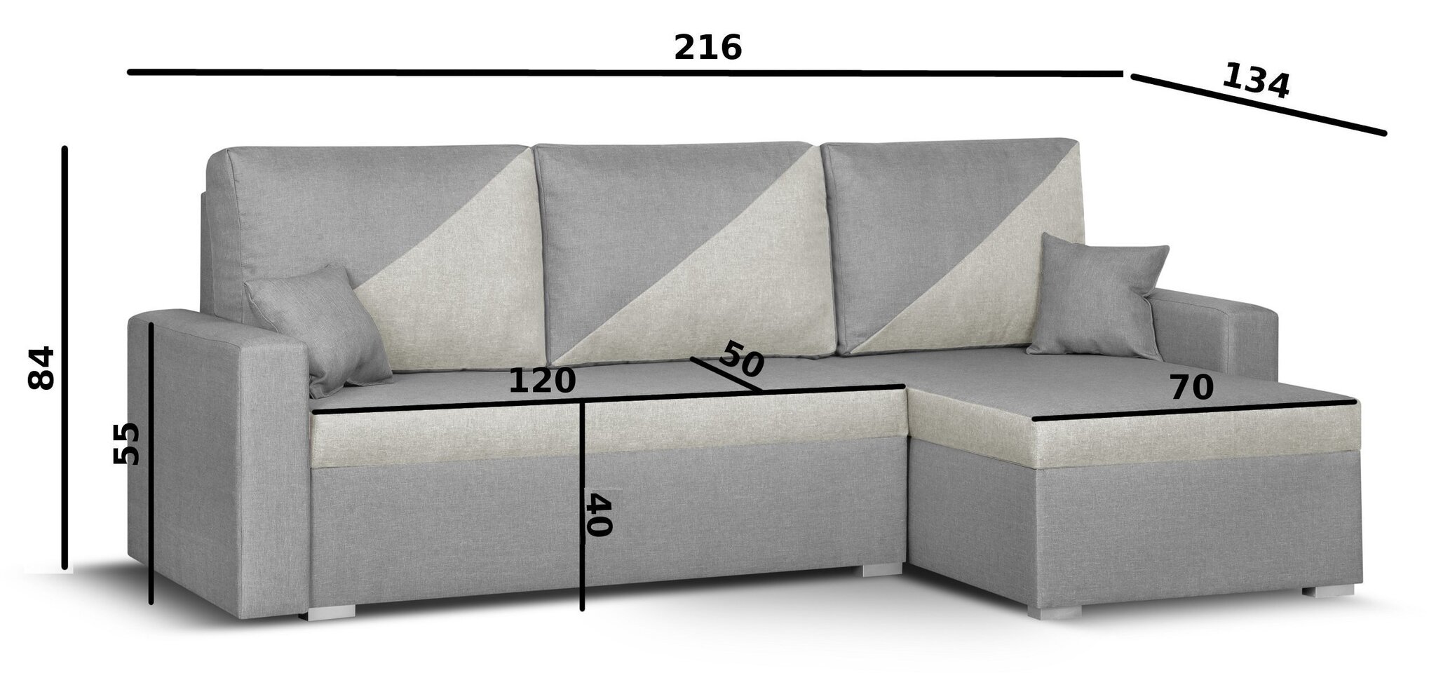 Universāls, mīksts stūra dīvāns Bellezza Asto2, gaiši pelēks/brūns cena un informācija | Stūra dīvāni | 220.lv