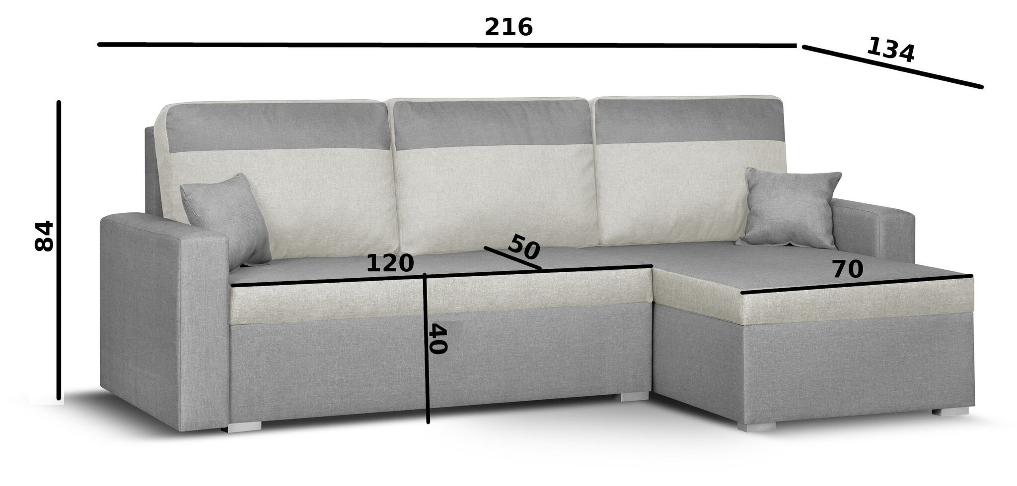 Universāls, mīksts stūra dīvāns Bellezza Asto3, gaiši pelēks/tumši brūns cena un informācija | Stūra dīvāni | 220.lv