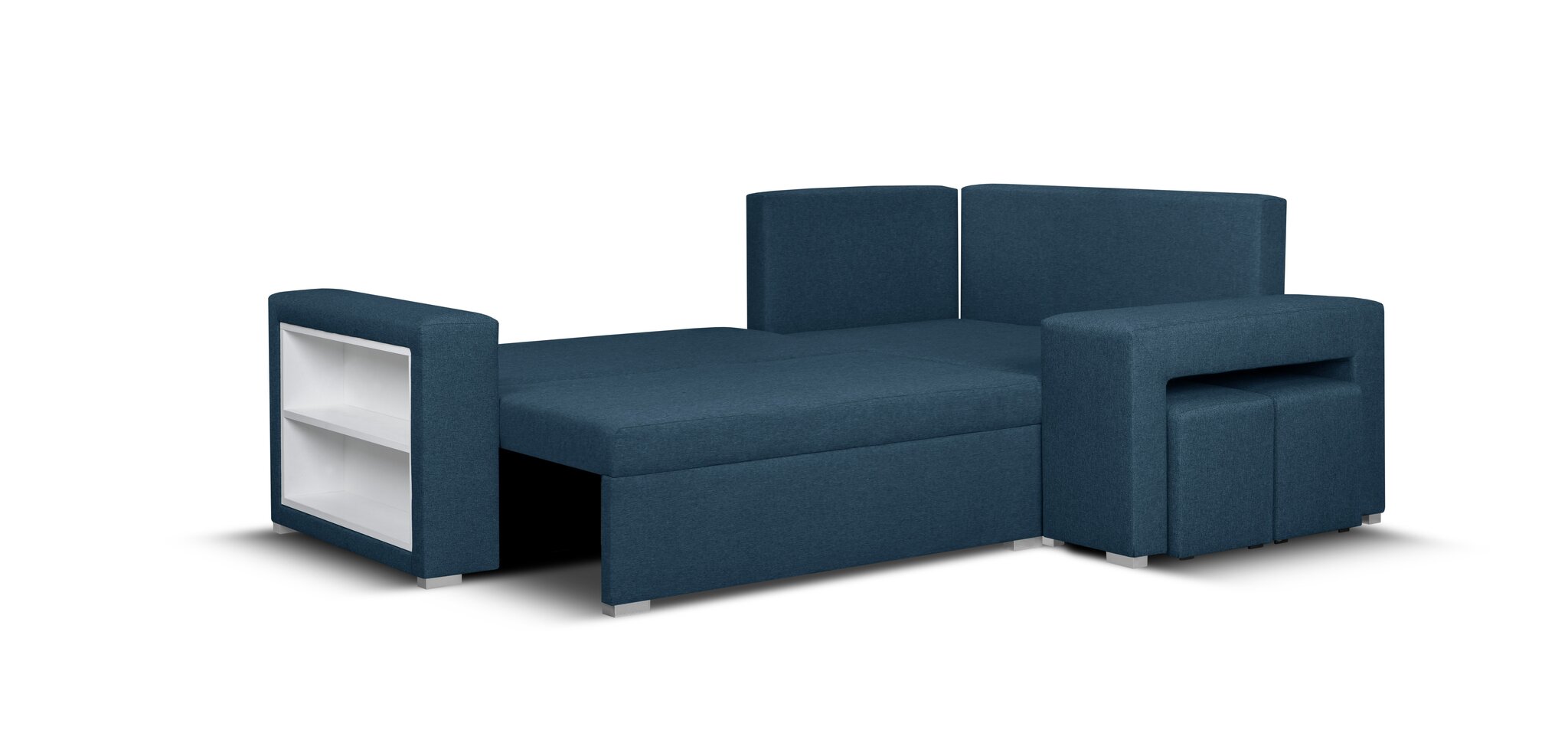 Stūra dīvāns ar pufiem Bellezza Milo5, melns цена и информация | Stūra dīvāni | 220.lv