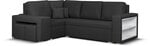 Stūra dīvāns ar pufiem Bellezza Milo5, melns
