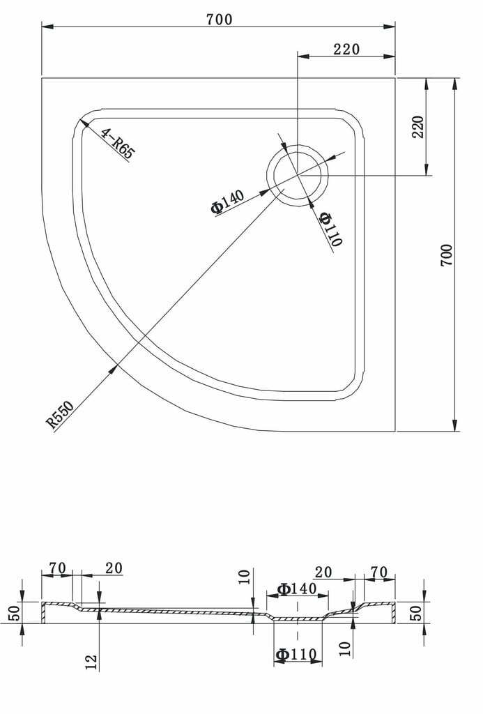 Pusapaļš dušas paliktnis Mexen Slim ar sifonu (melns), 70x70,80x80,90x90 cm cena un informācija | Dušas paliktņi | 220.lv