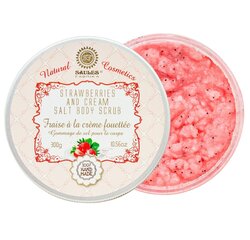 Ķermeņa sāls skrubis 300 g STRAWBERRIES AND CREAM Saules Fabrika cena un informācija | Ķermeņa skrubji | 220.lv