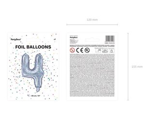 Folijas balons Cipars "4", 35 cm, sudrabains cena un informācija | Baloni | 220.lv