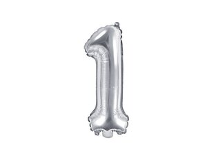 Folijas baloni Cipars "1", 35 cm, sudrabaini, 50 gab. cena un informācija | Baloni | 220.lv