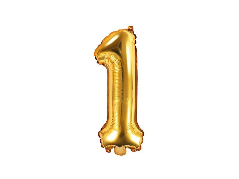 Folijas baloni Cipars "1", 35 cm, zeltaini, 50 gab. cena un informācija | Baloni | 220.lv