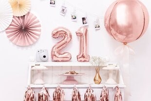 Folijas balons Cipars "1", 35 cm, zeltains/rozā cena un informācija | Baloni | 220.lv