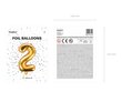 Folijas balons Cipars "2", 35 cm, zeltains cena un informācija | Baloni | 220.lv