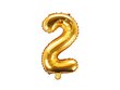 Folijas balons Cipars "2", 35 cm, zeltains cena un informācija | Baloni | 220.lv