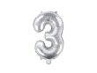 Folijas baloni Cipars "3", 35 cm, sudrabaini, 50 gab. цена и информация | Baloni | 220.lv