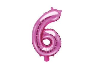 Воздушный шарик фольгированный номер "6", 35 см, розовый цена и информация | Шары | 220.lv