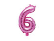 Folijas balons Cipars "6", 35 cm, rozā cena un informācija | Baloni | 220.lv