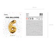 Folijas baloni Cipars "6", 35 cm, zeltaini, 50 gab. cena un informācija | Baloni | 220.lv