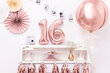 Folijas balons Cipars "6", 35 cm, zeltains/rozā cena un informācija | Baloni | 220.lv