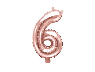 Folijas baloni Cipars "6", 35 cm, rozā/zeltaini, 50 gab. cena un informācija | Baloni | 220.lv