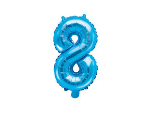 Воздушный шарик фольгированный номер "8", 35 см, синий цена и информация | Шарики | 220.lv